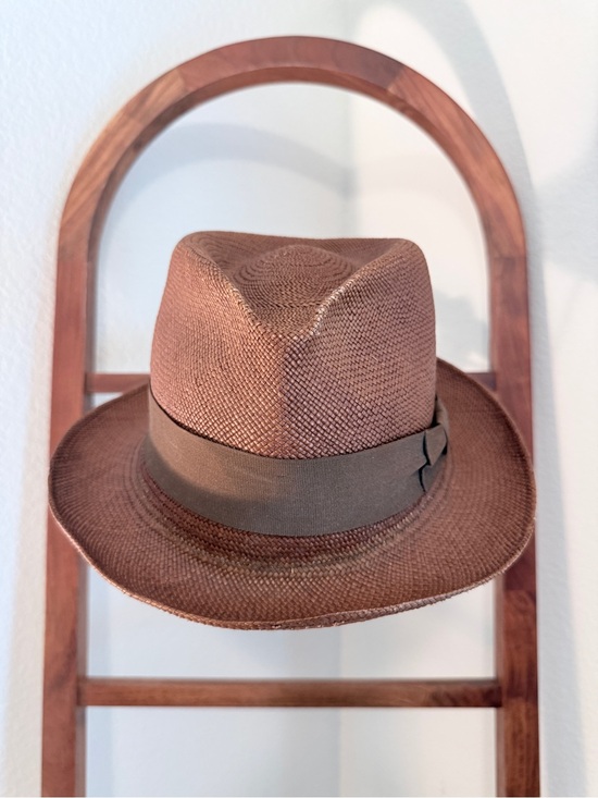 Other - Genuine Panama Hat Brown Toquilla Straw Fedora XL Made in Ecuador Unisex